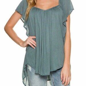 Free People Grey/Green Forever and Always Flowy Top